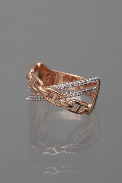 Anillo con swarovski blanco 4.35gr / Talla 7 / Oro Rosado Nac*