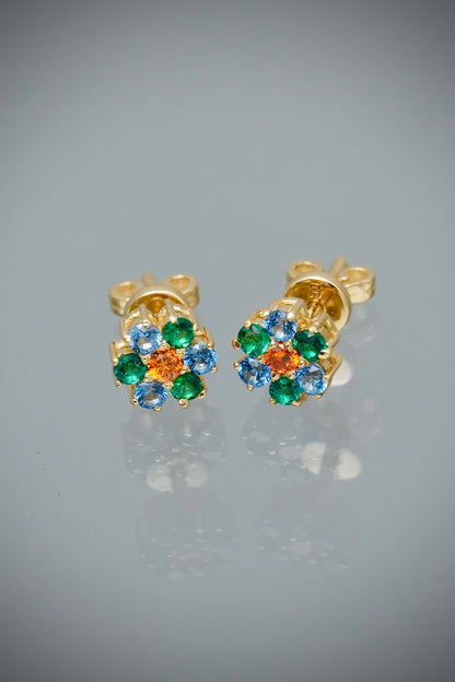 Topos flor con swarovski multicolor 2.3gr / Largo 0.6cm — Oro Amarillo