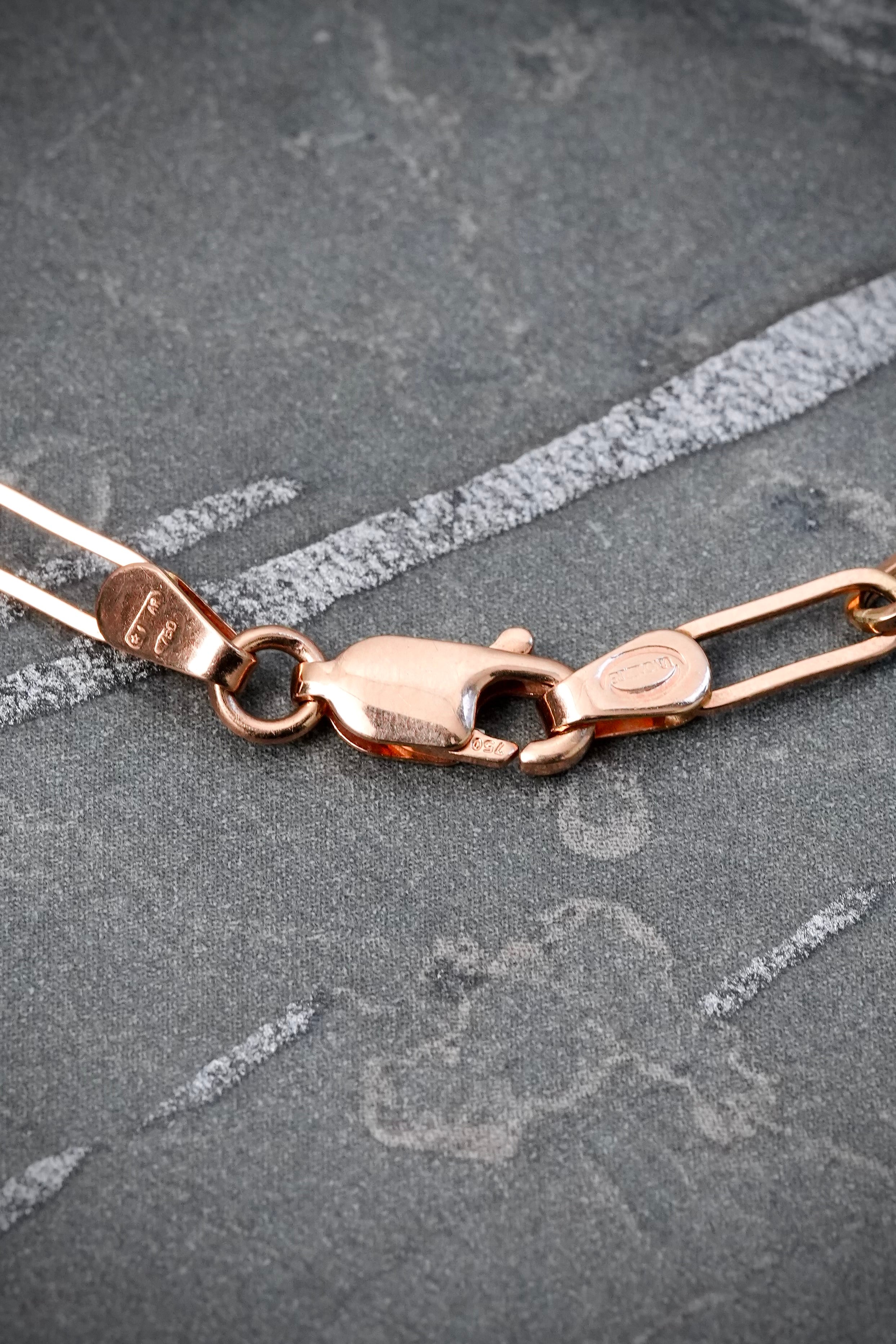 Cadena lucky clover piedra negra 15.3gr / Largo 50cm / Oro Rosado italy cte B