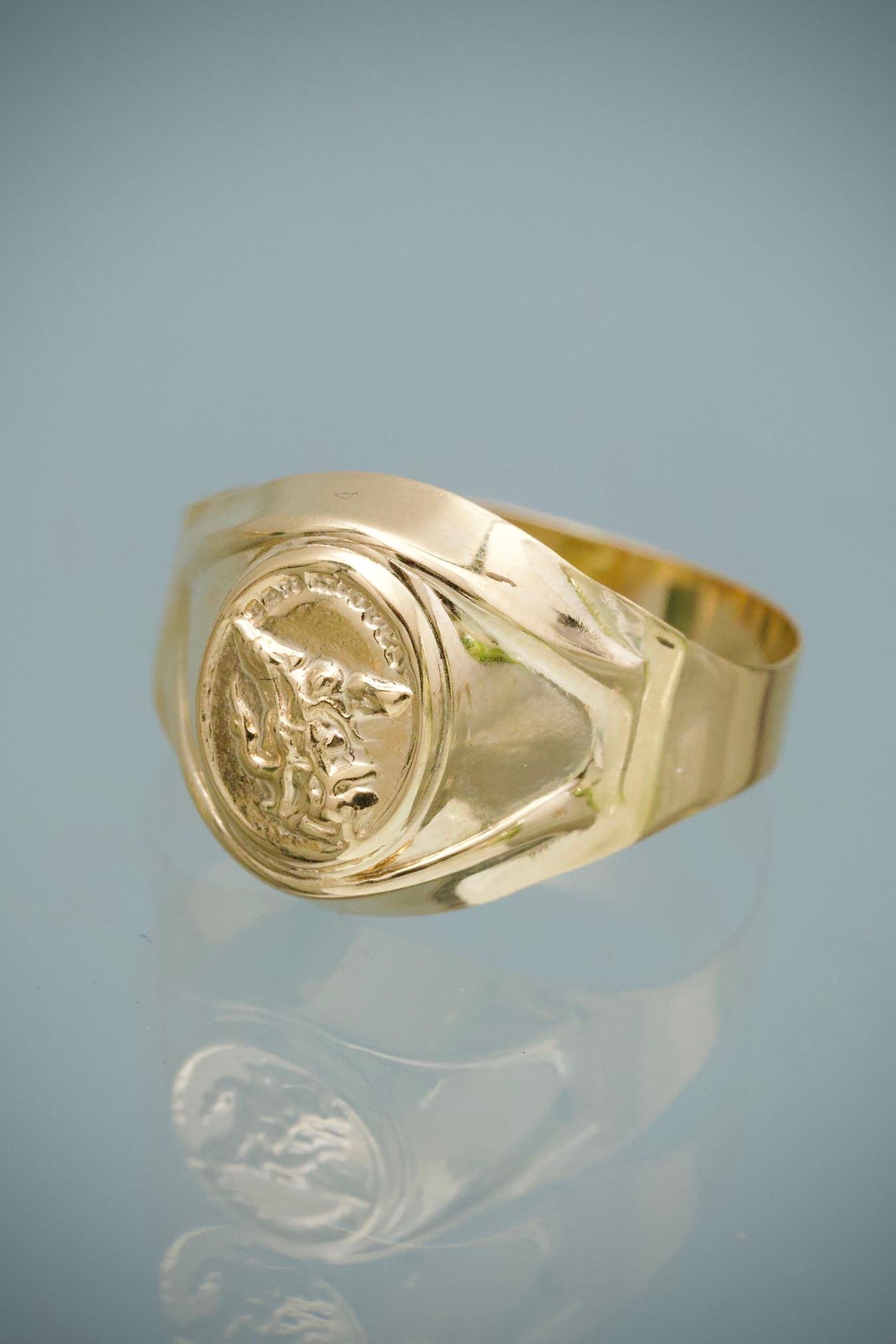 Anillo Arcangel San Miguel 2.1gr / Talla 9 — Oro Amarillo