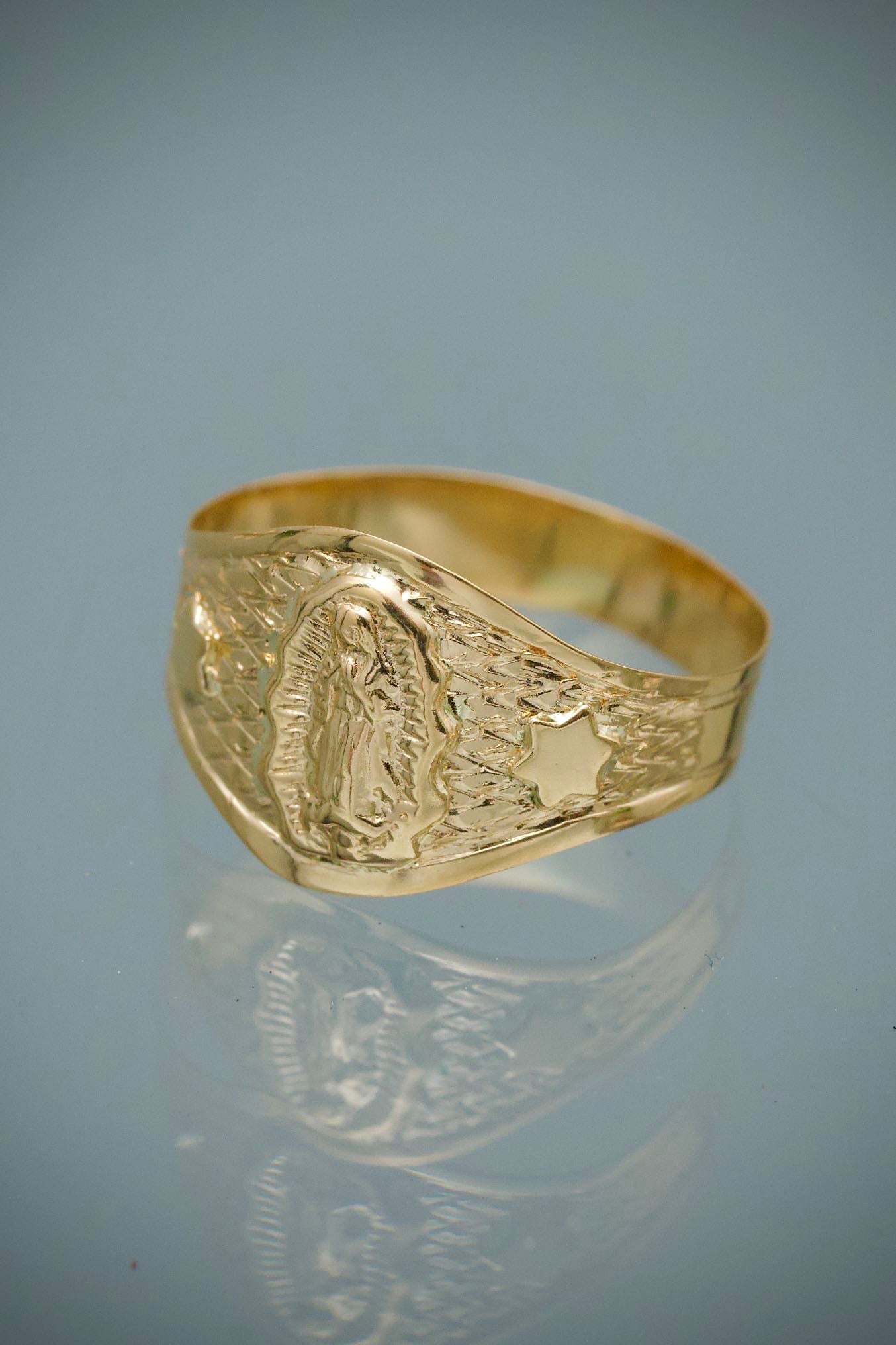 Anillo de Bebe Virgen Guadalupe 0.95gr / Talla 4 1/2 — Oro Amarillo