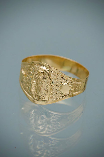 Anillo de Bebe Virgen Guadalupe 0.95gr / Talla 4 1/2 — Oro Amarillo