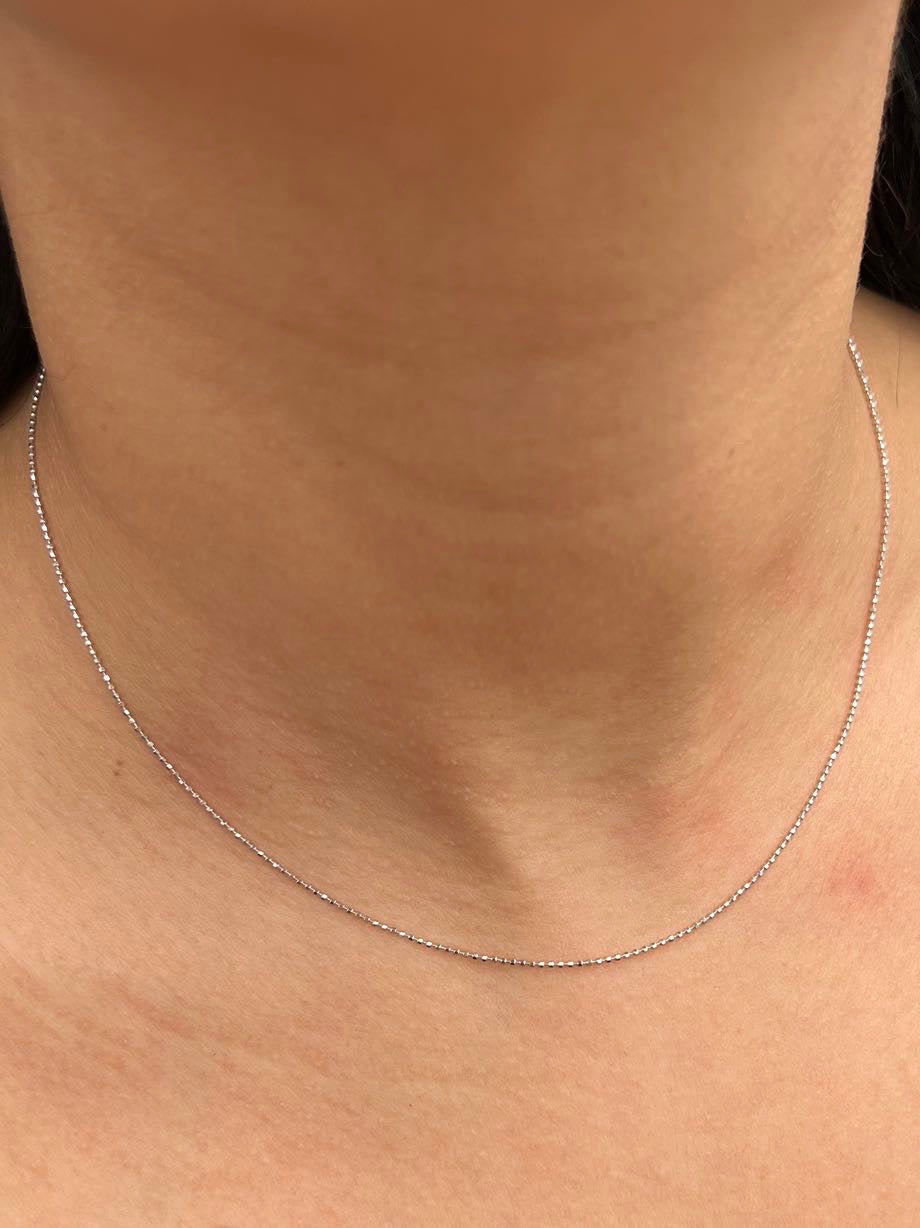 Cadena mini militar diamantada 1.6gr / Largo 40cm — Oro Blanco