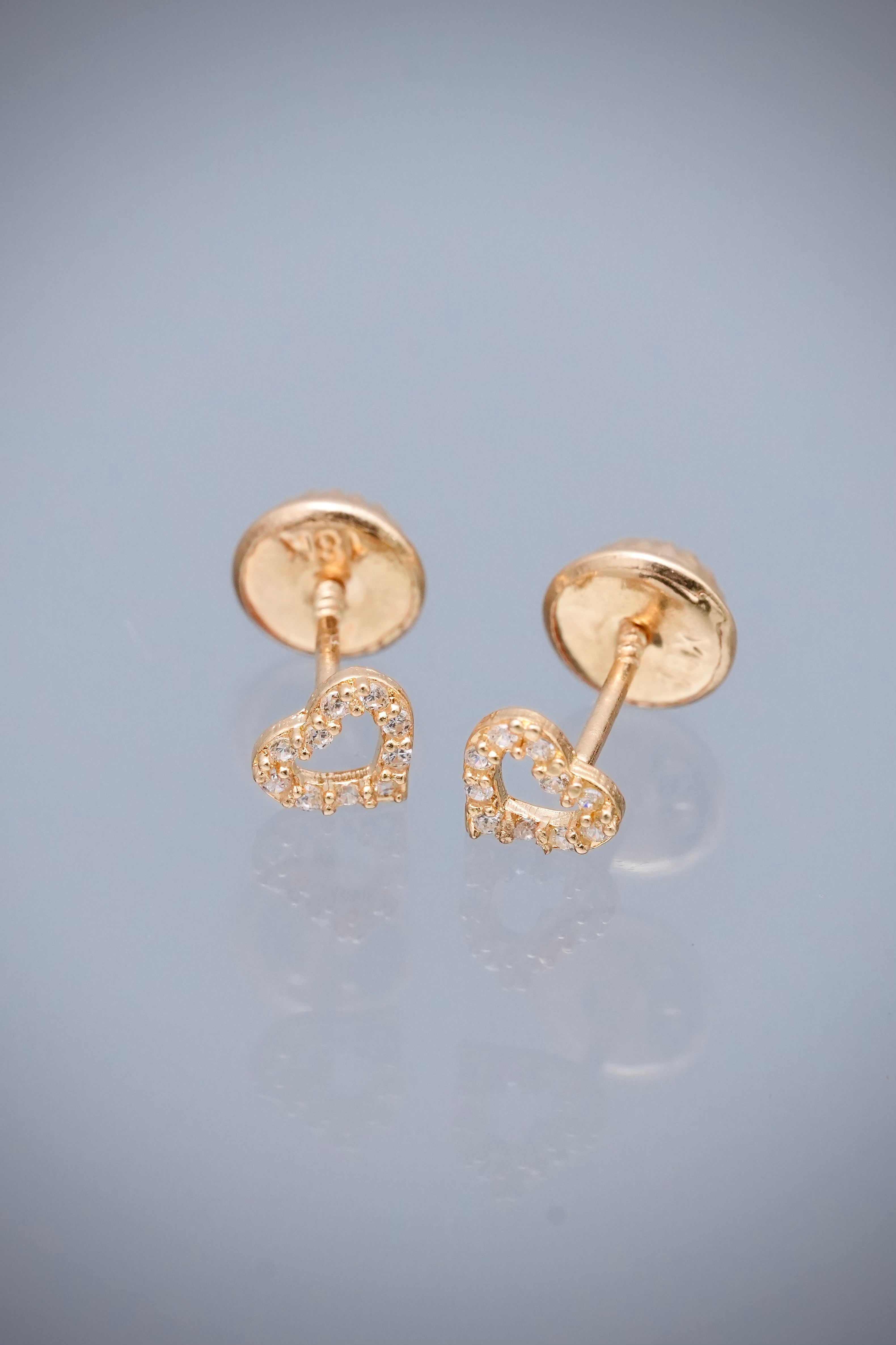 Topos corazon Con Swarovski Blanco 0.55gr / Largo 0.4cm — Oro Amarillo