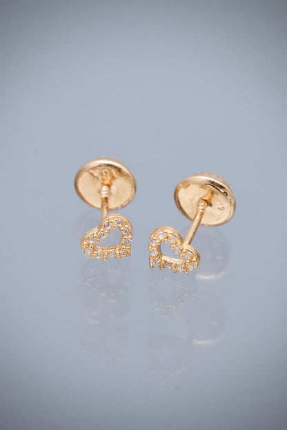 Topos corazon Con Swarovski Blanco 0.55gr / Largo 0.4cm — Oro Amarillo