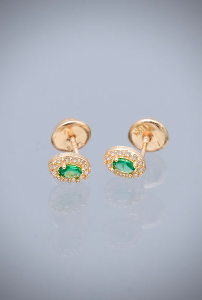Topos con Swarovski Verde y Blanco 0.7gr / 0.5cm / 4.5mm — Oro Amarillo