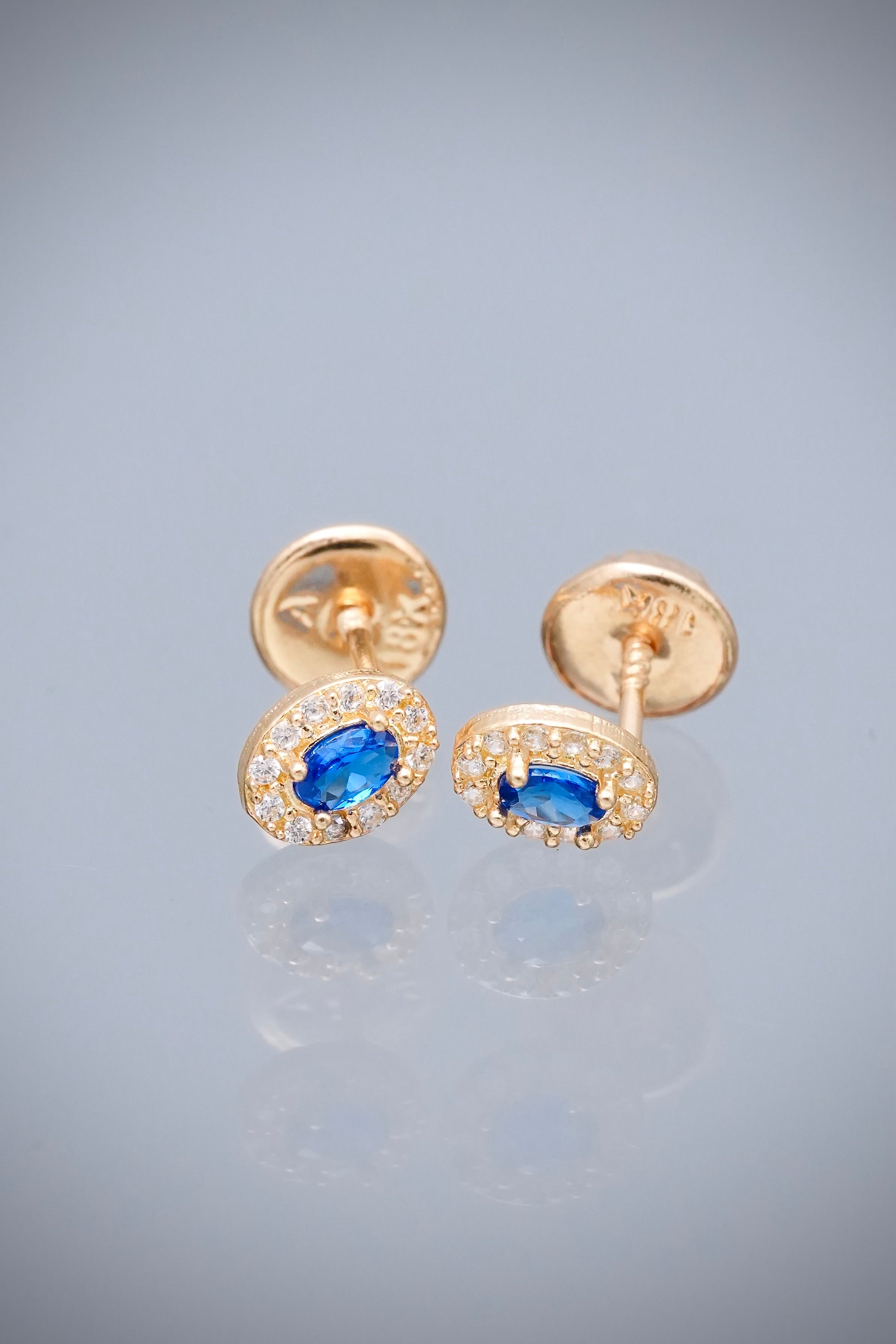 Topos con swarovski azul y blanco 0.7gr / Largo 0.5cm — Oro Amarillo