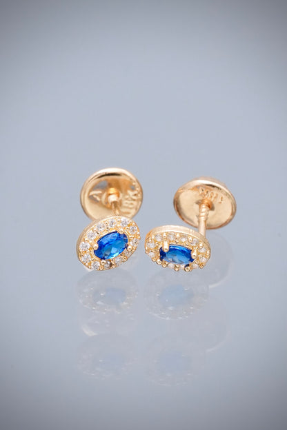 Topos con swarovski azul y blanco 0.7gr / Largo 0.5cm — Oro Amarillo