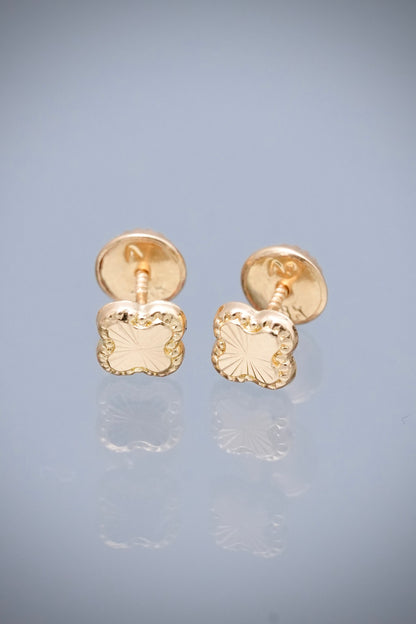 Topos lucky clover diamantados 0.55gr / Largo 0.5cm — Oro Amarillo