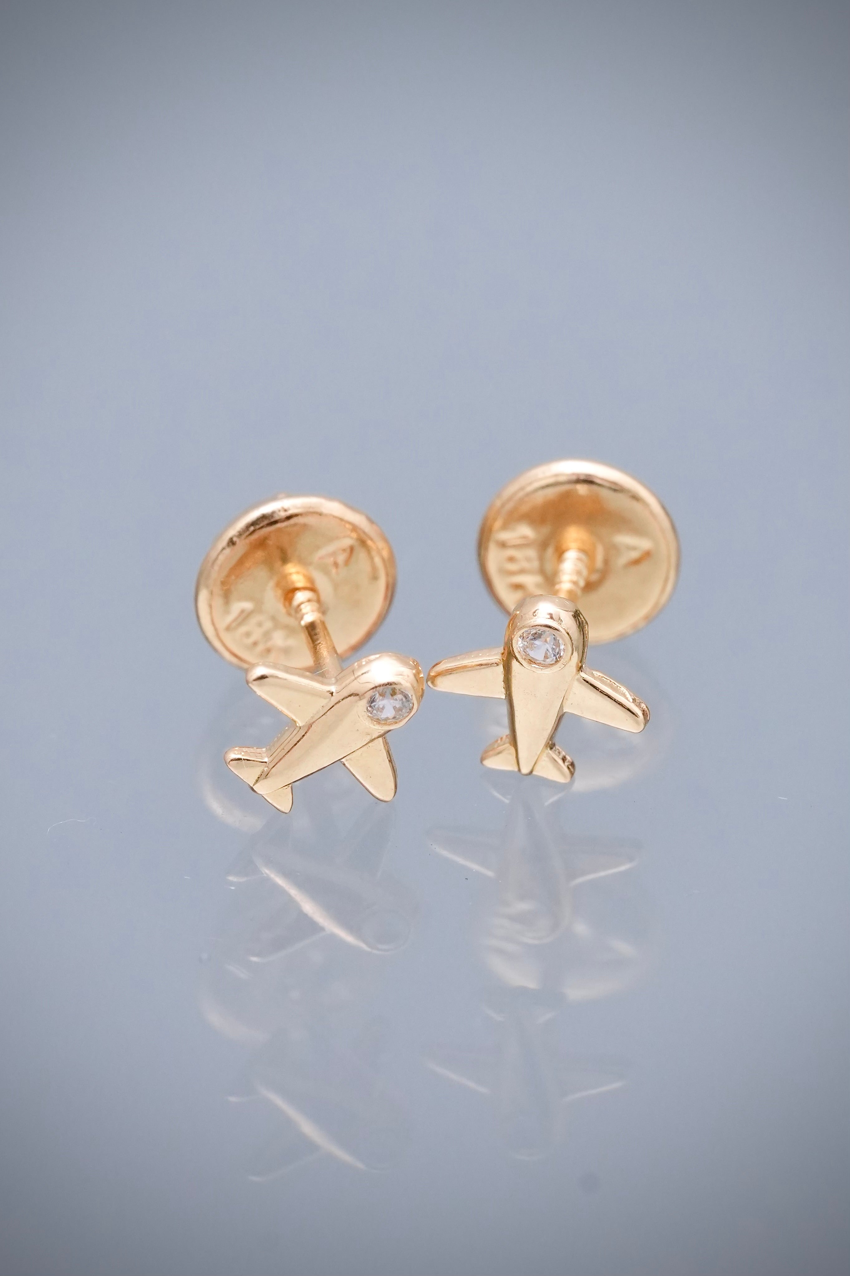 Topos avion con swarovski blanco 0.55gr / Largo 0.6cm — Oro Amarillo