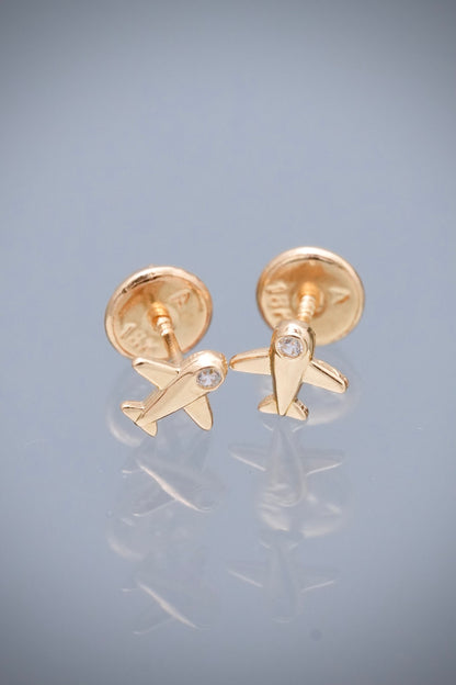 Topos avion con swarovski blanco 0.55gr / Largo 0.6cm — Oro Amarillo