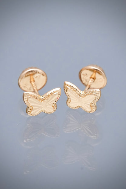Topos mariposa diamantados 0.6gr / Largo 0.5cm — Oro Amarillo