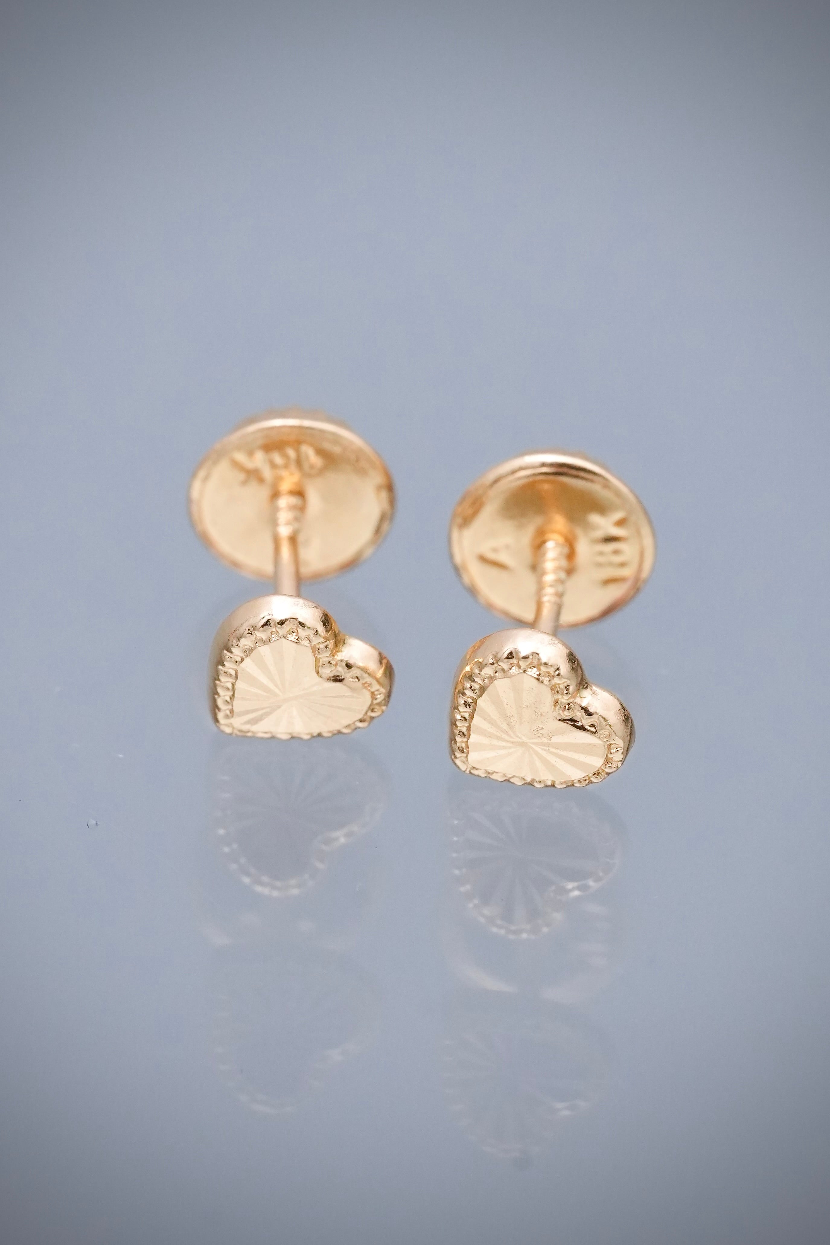 Topos corazon diamantados 0.5gr / Largo 0.5cm — Oro Amarillo