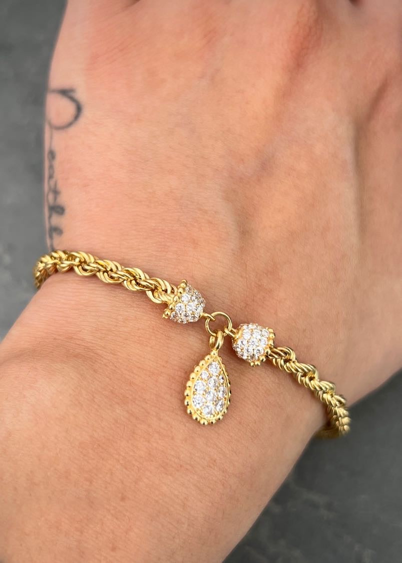 Pulso lazo con swarovski blanco 6.55gr / Largo 18cm / Oro Amarillo italy +3 M