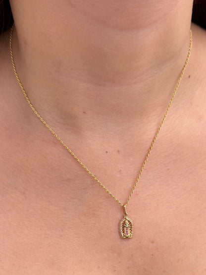 Dije Virgen de Guadalupe con Swarovski 1.2gr / 2.1cm / 9.6mm — Oro Amarillo