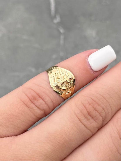 Anillo de Bebe Ancla 0.95gr / Talla 2 3/4 — Oro Amarillo