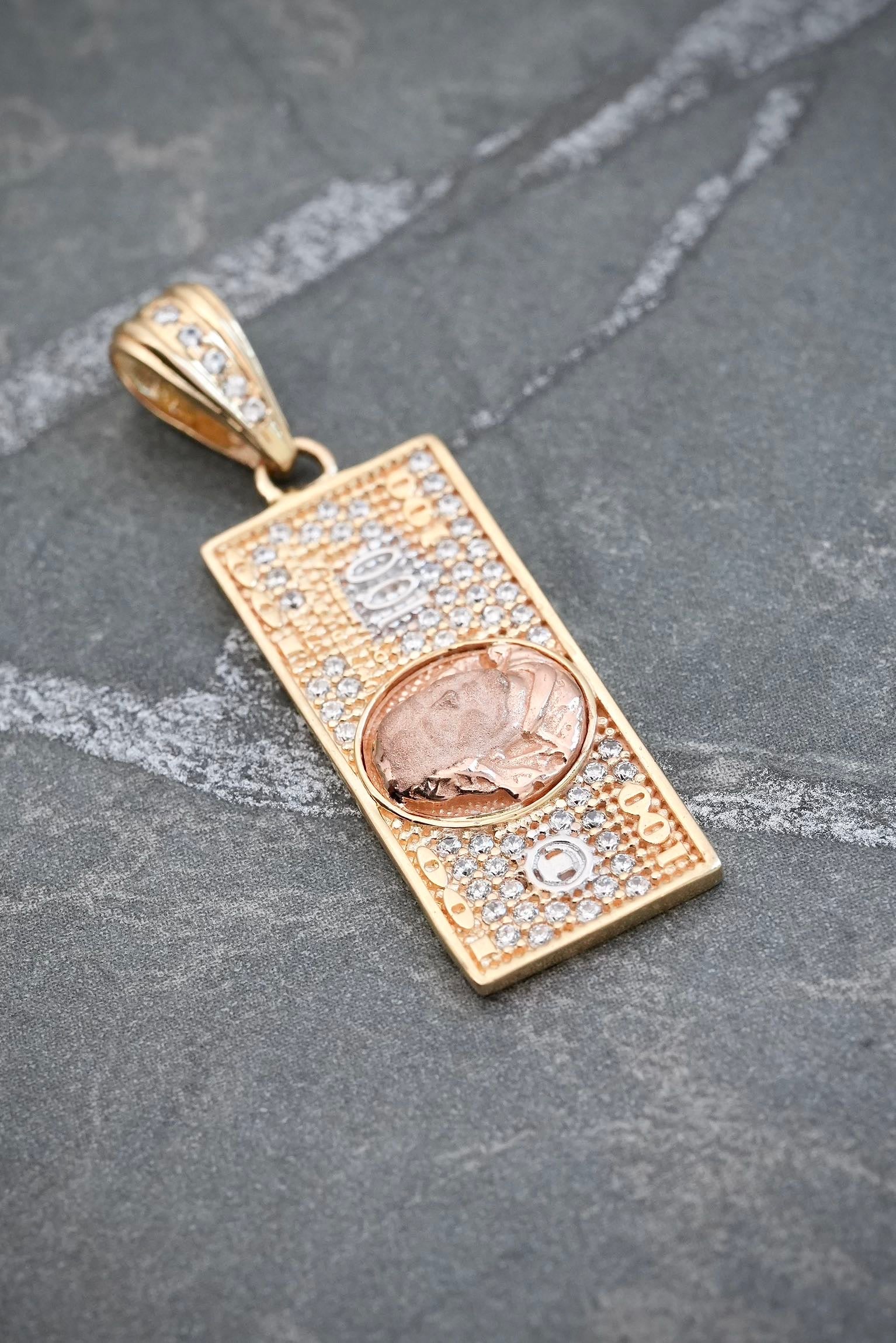 Dije dolar con swarovski blanco 3.5gr / Largo 3.4cm — Dos Oros