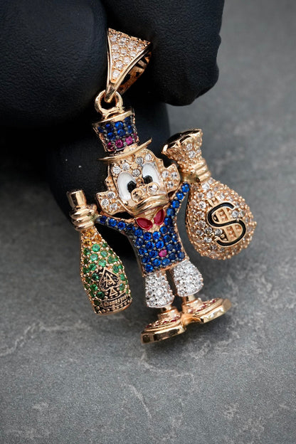 Dije tio rico con swarovski multicolor 8.5gr / Largo 4cm / Oro Amarillo Nac M