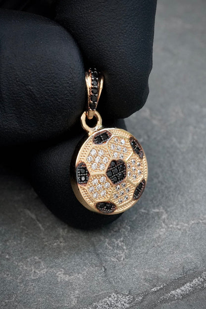 Dije balon con swarovski negro y blanco 2.65gr / Largo 2.3cm / Oro Amarillo Nac M