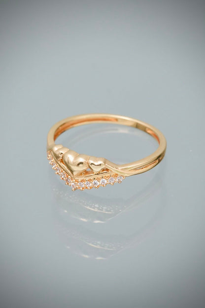 Anillo corazones con swarovski blanco 1.9gr / Talla 6 1/4 — Oro Amarillo