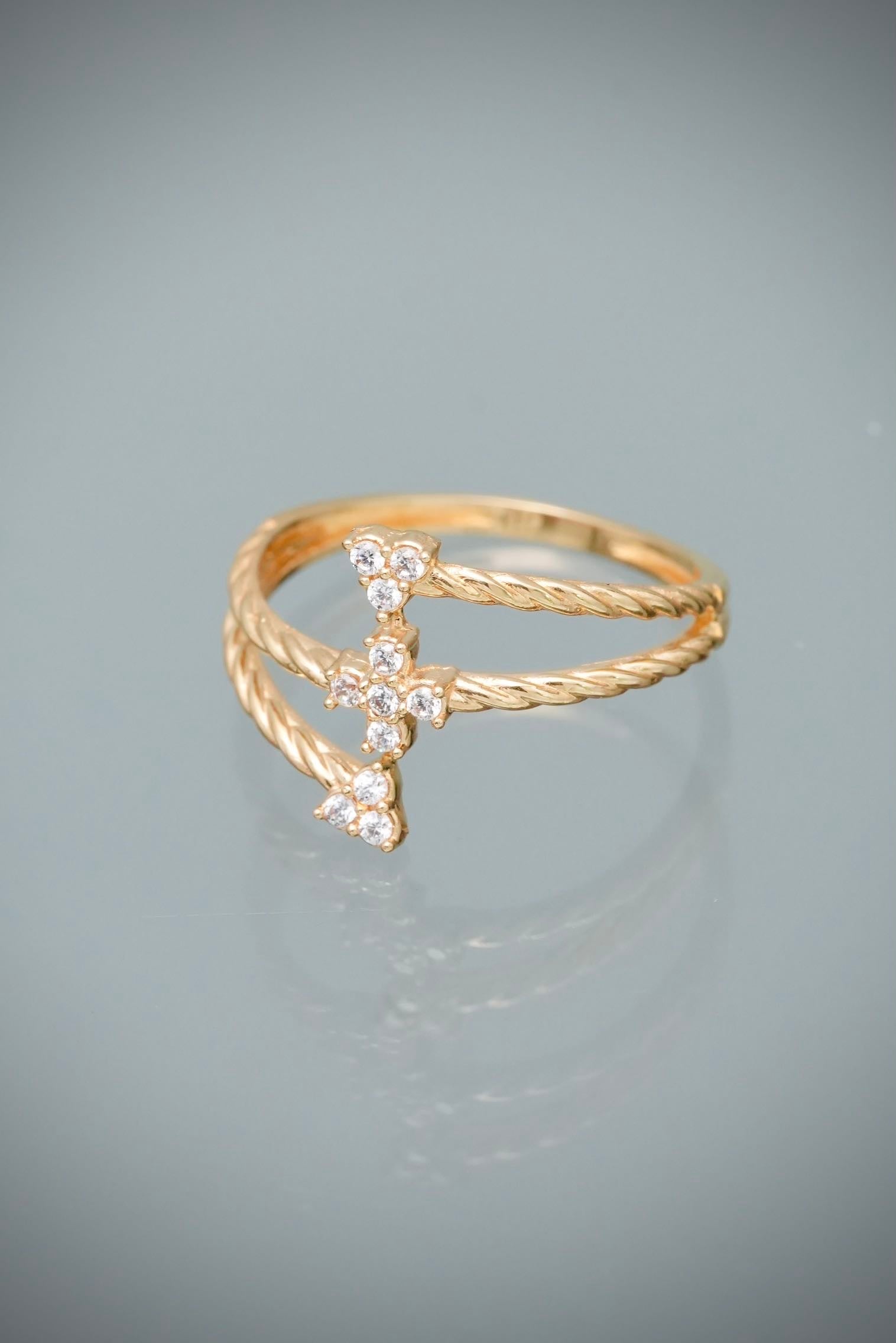 Anillo Con Swarovski blanco 1.8gr / TALLA 6 / Oro Amarillo Nac M