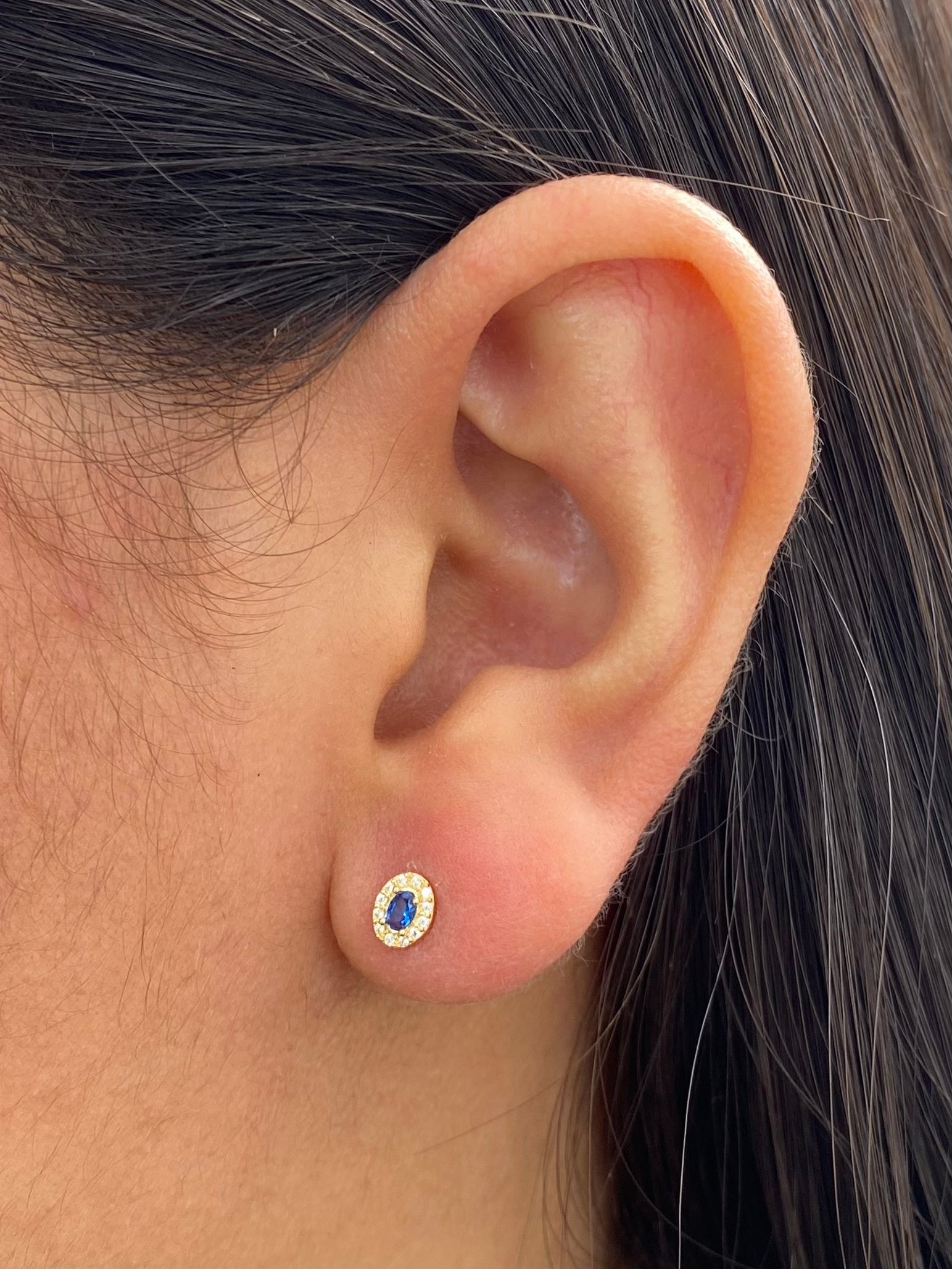 Topos con swarovski azul y blanco 0.7gr / Largo 0.5cm — Oro Amarillo