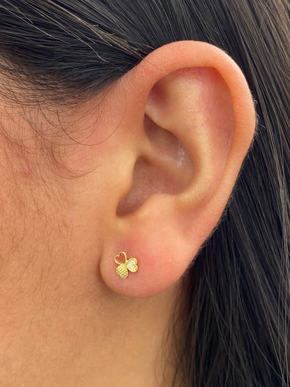 Topos corazones con swarovski blanco 0.8gr / Largo 0.6cm — Oro Amarillo