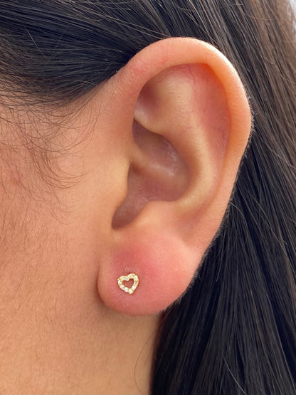 Topos corazon Con Swarovski Blanco 0.55gr / Largo 0.4cm — Oro Amarillo