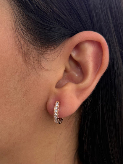 Candongas Bv con Swarovski Blanco 4.45gr / 1.6cm / 3mm — Oro Rosado
