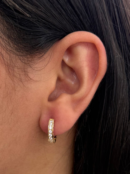 Candongas Bv con Swarovski Blanco 4.55gr / 1.6cm / 3mm — Oro Amarillo