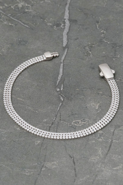 Pulso tenis tres hileras con swarovski  7.9gr / Largo 19cm / Oro Blanco italy +3 B