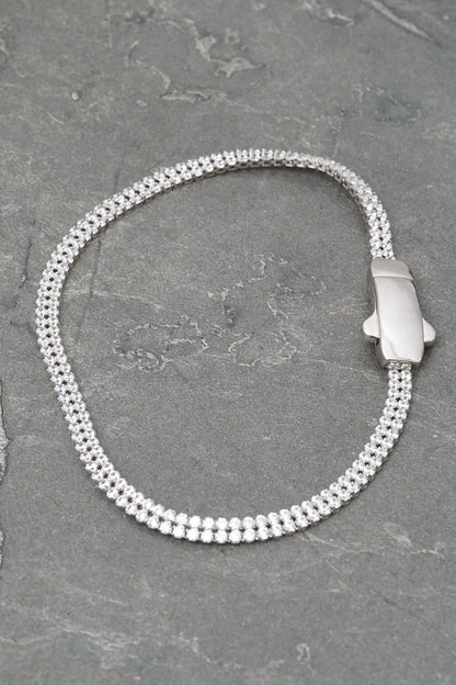 Pulso tenis doble hilera con swarovski 5.8gr / Largo 19cm / Oro Blanco italy +3 B