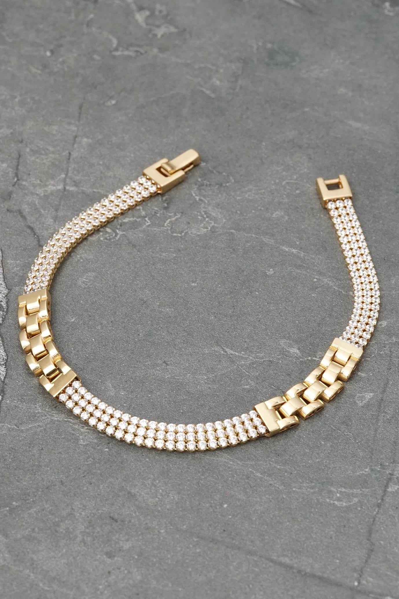 Pulso tenis tres hileras con swarovski  8.25gr / Largo 18cm / Oro Amarillo italy +3 M