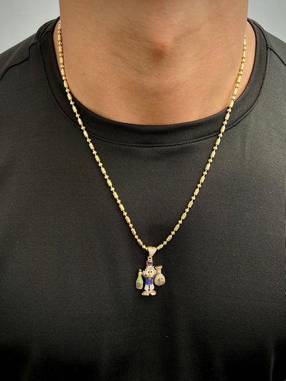 Dije tio rico con swarovski multicolor 8.5gr / Largo 4cm / Oro Amarillo Nac M
