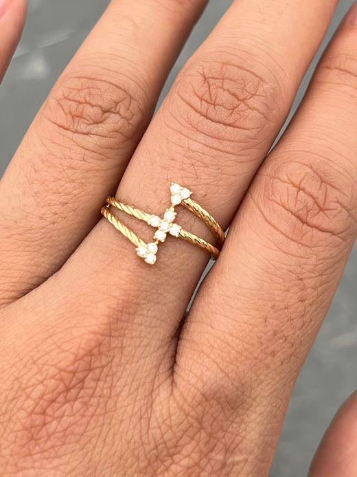 Anillo Con Swarovski blanco 1.8gr / TALLA 6 / Oro Amarillo Nac M