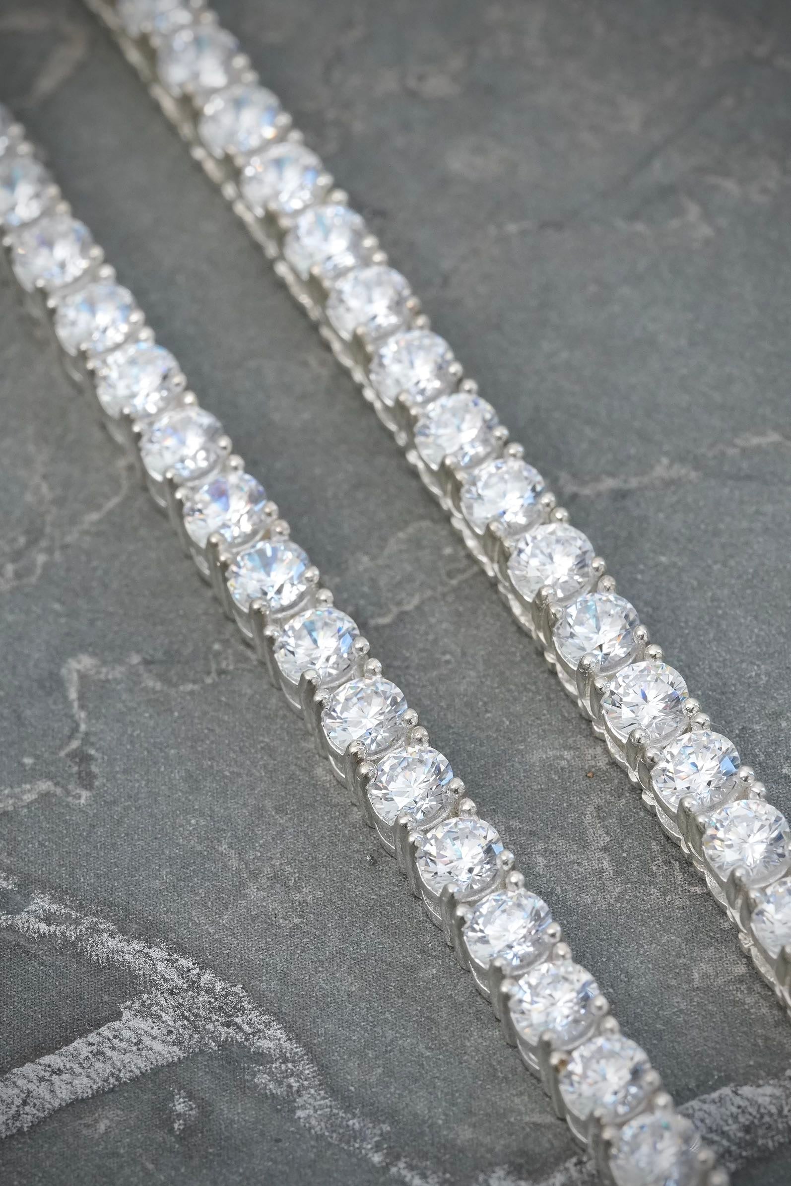 Cadena tenis con swarovski blanco 50.3gr / Largo 50cm / Plata B