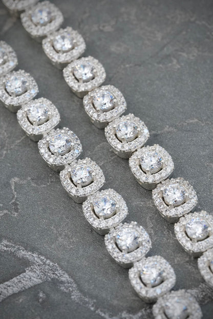 Cadena tenis con swarovski blanco 61.5gr / Largo 50cm / Plata B
