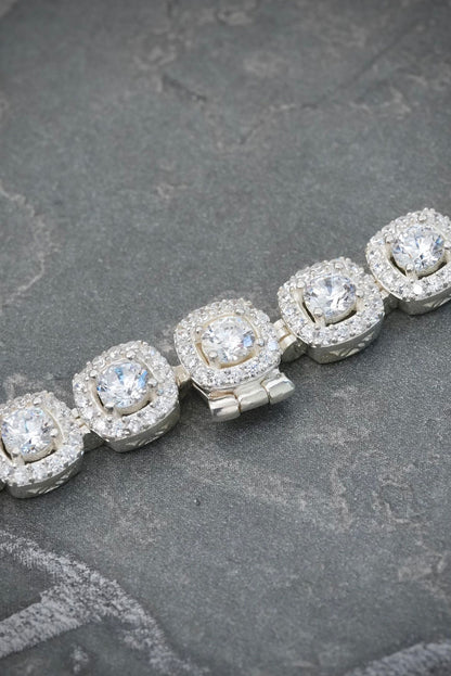 Cadena tenis con swarovski blanco 61.35gr / Largo 50cm / Plata M