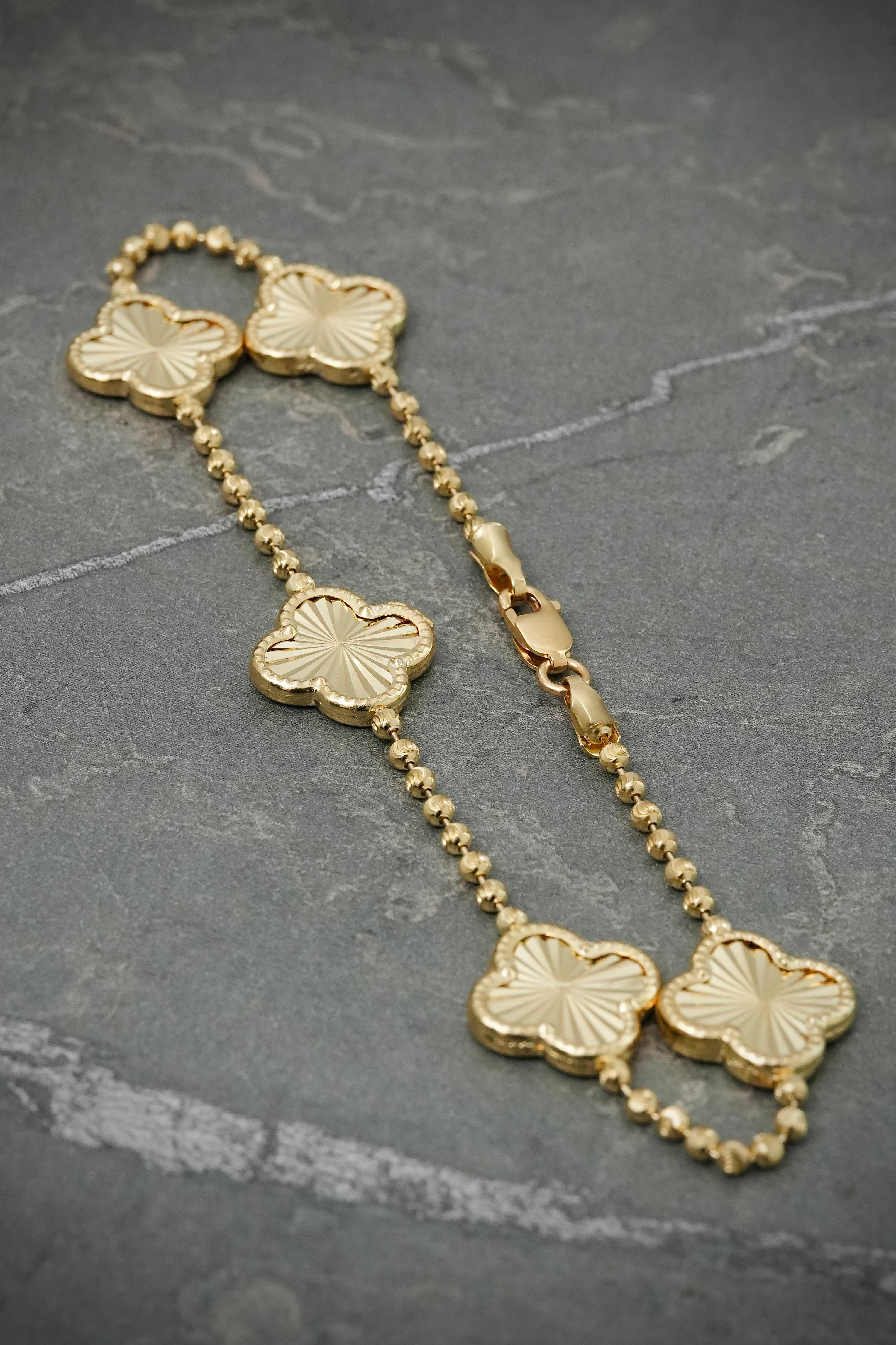 Pulso lucky clover diamantado 7gr / Largo 21cm / Oro Amarillo (Joya) M