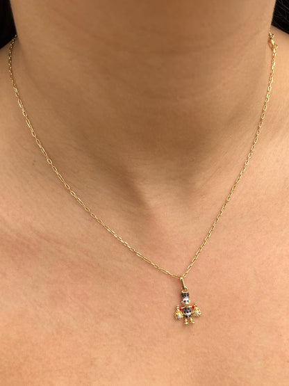 Dije tio rico con swarovski negro y amarillo 1.5gr / Largo 2.1cm — Oro Amarillo