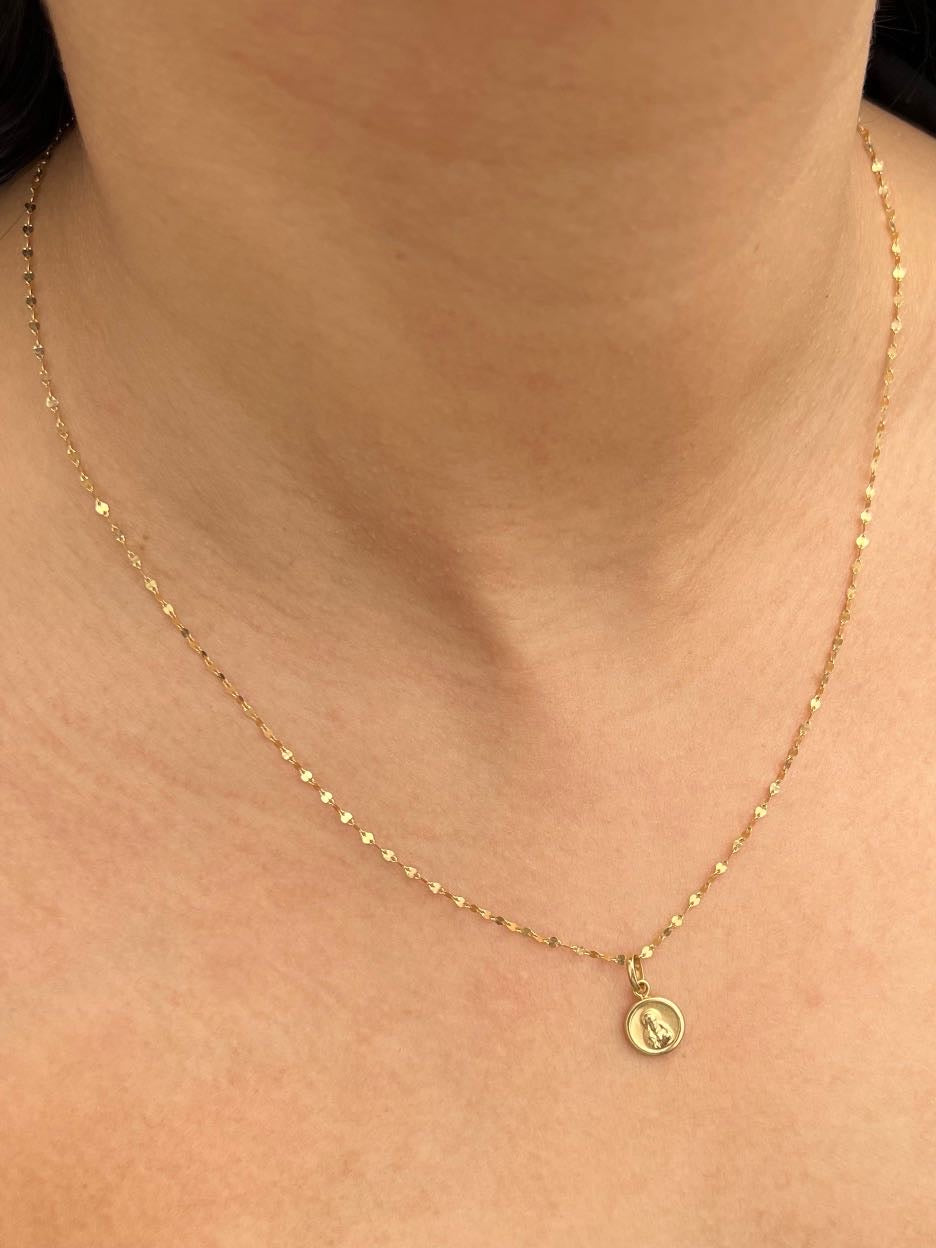 Dije virgen del carmen y corazon de jesus 0.4gr / Largo 1.5cm — Oro Amarillo