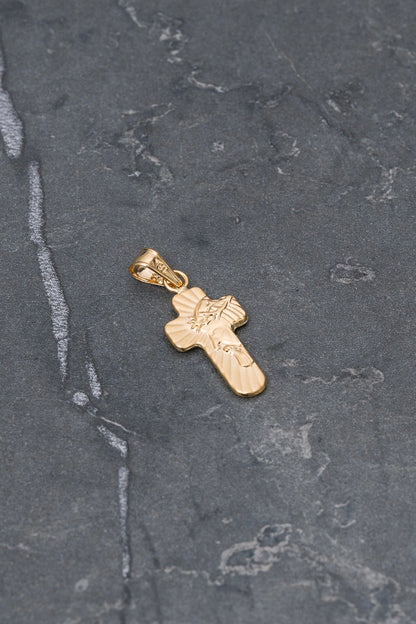 Dije cruz rostro de jesus 0.75gr / Largo 2.5cm — Oro Amarillo