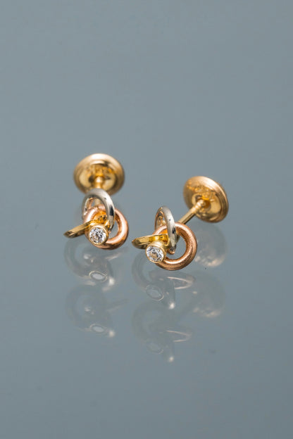 Topos aros con swarovski blanco 0.95gr / Largo 0.6cm — Tres Oros