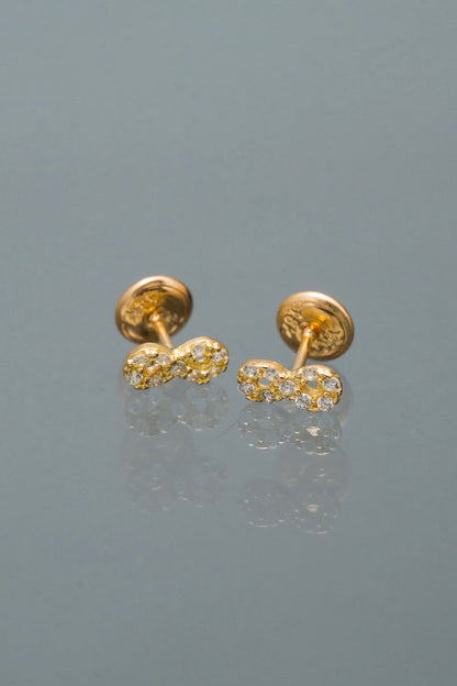 Topos infinito con swarovski blanco 0.85gr / Largo 0.33cm — Oro Amarillo