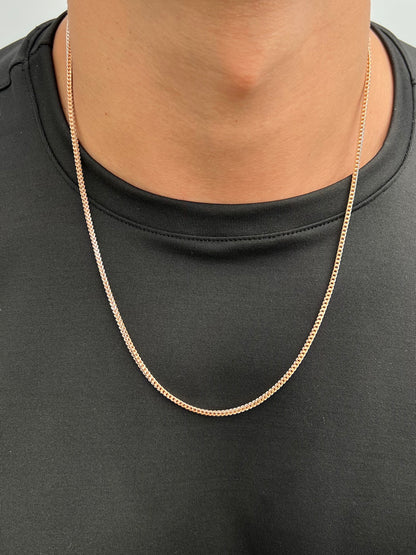 Cadena franco con pave 8.65gr / Largo 60cm / Oro Rosado italy +3 M