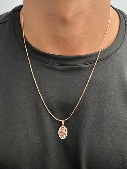 Dije virgen de guadalupe con swarovski multicolor 3.4gr / Largo 3.2cm — Oro Rosado