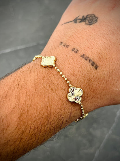 Pulso lucky clover diamantado 6.8gr / Largo 21cm / Oro Amarillo (Joya) B
