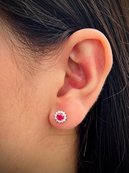 Topos con 81pts de Rubie y 34pts de Diamantes 2.2gr / 0.7cm / 7mm — Oro Rosado