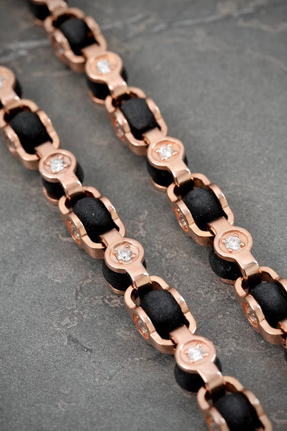 Cadena rustica con 600pts de diamantes 78.5gr / Largo 60cm — Oro Rosado