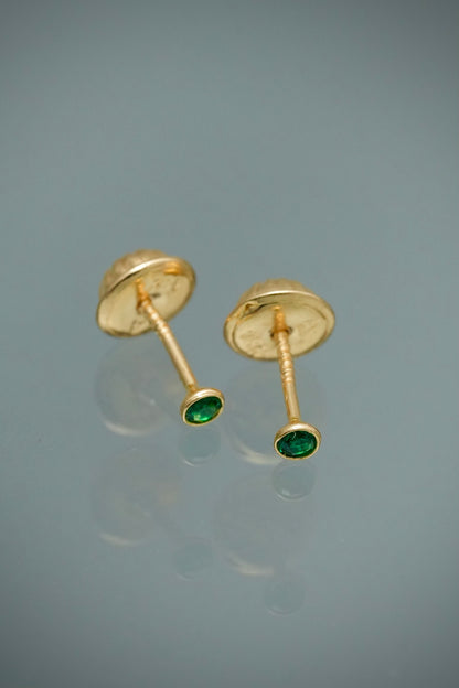 Topos Circulo con Swarovski Verde 0.35gr / 0.2cm / 2mm — Oro Amarillo